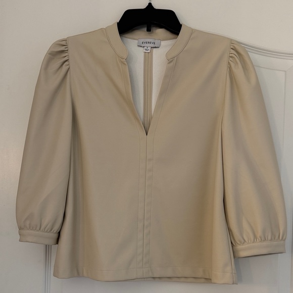 Evereve Tops - Evereve Women's Faux Leather Beige Blouse